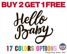 Load image into Gallery viewer, Hand Drawn Lettering Hello Baby Vinyl Sticker Decals