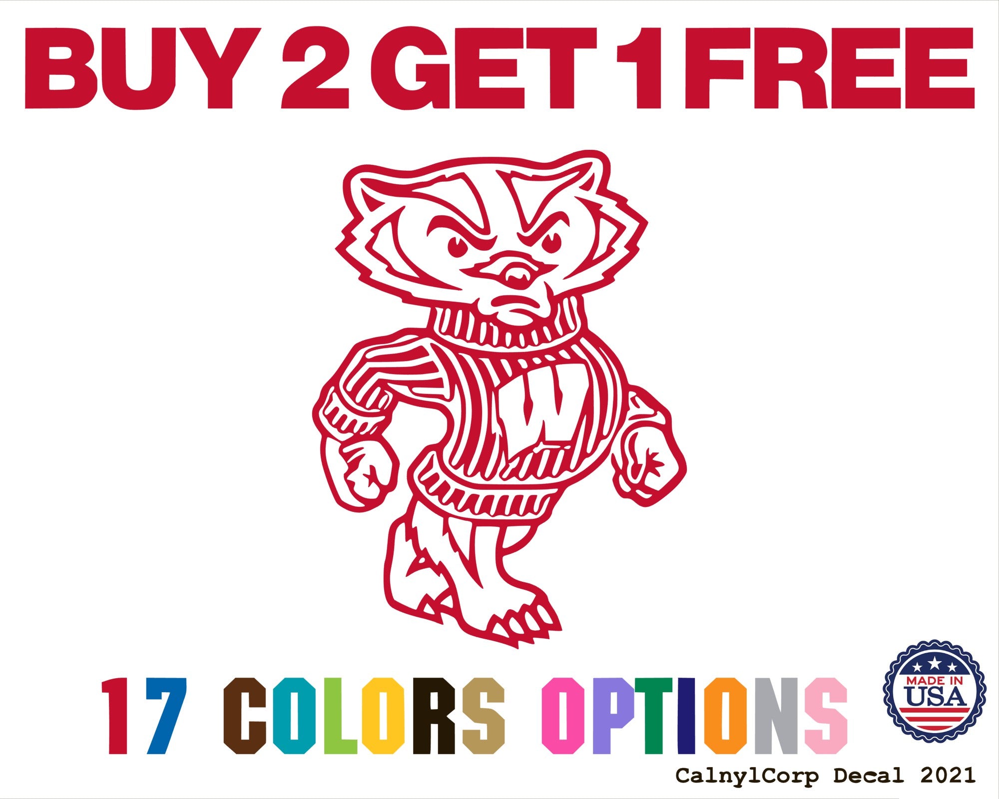 Wisconsin Madison Sticker University of Wisconsin-Madison, Badgers Vinyl Sticker Decals