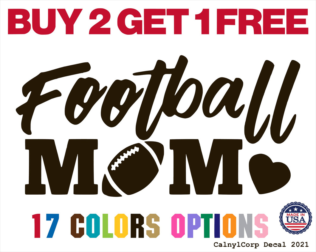 Mom Football Heart Vinyl Sticker Decals
