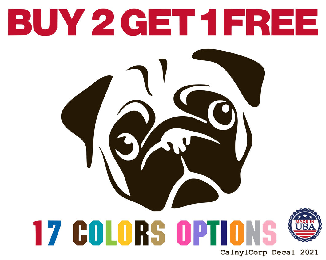 Pug Face Dog Vinyl Sticker Decals