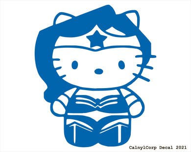 Hello Kitty Wonder Woman Vinyl Sticker Decals.
