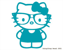 Load image into Gallery viewer, Nerdy Kitty Vinyl Sticker Decals.
