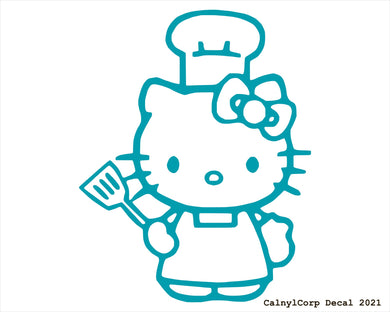 Cute Chef Kitty Vinyl Sticker Decals.