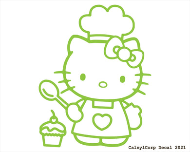 Cute Baker Kitty Vinyl Sticker Decals.