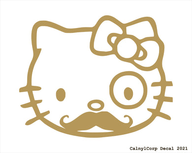KITTY MUSTACHE Vinyl Sticker Decals.