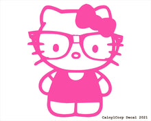 Load image into Gallery viewer, Nerdy Kitty Vinyl Sticker Decals.
