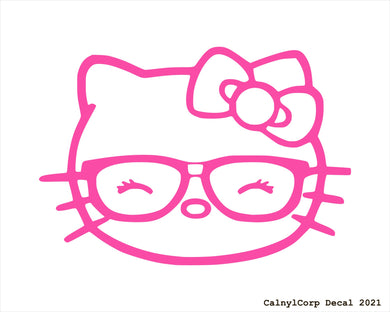 Kitty Head Glasses Vinyl Sticker Decals.